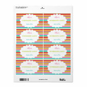 Rainbow Stripe gepersonaliseerd zelfgemaakt Snoep Etiket (Full Sheet)