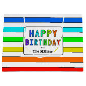 Rainbow Stripe Gepersonaliseerde Gelukkige Verjaar Groot Cadeauzakje (Voorkant)