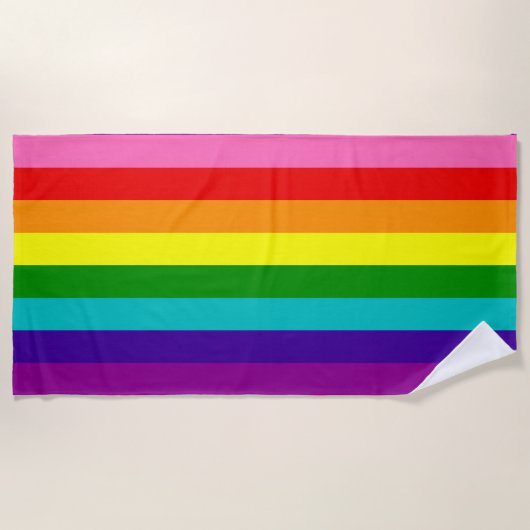 Rainbow Stripe Gilbert Baker Pride Kleuren Strandlaken (Voorkant)