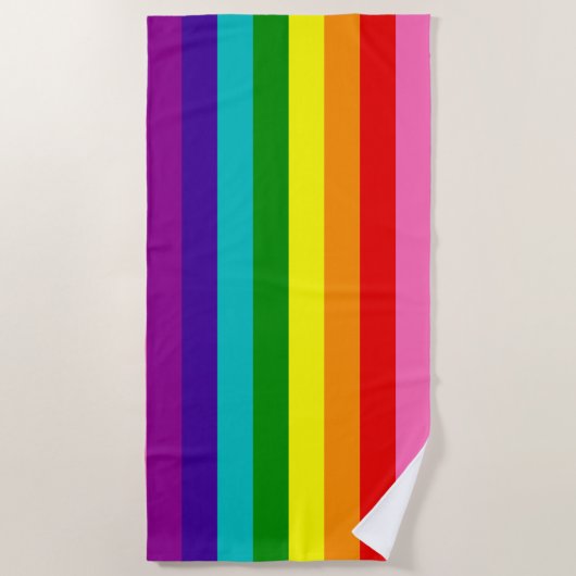 Rainbow Stripe Gilbert Baker Pride Kleuren Strandlaken (Voorkant)