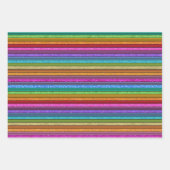 Rainbow Stripe Glitter Verjaardag Inpakpapier Vel (Voorkant)