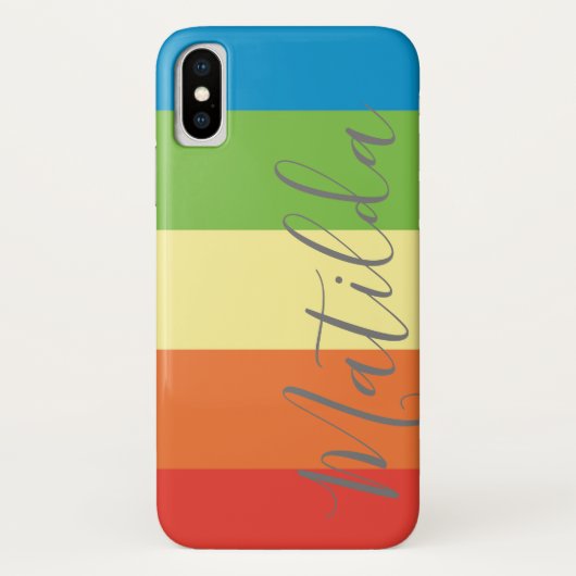 Rainbow Stripe Persoonlijke naam Case-Mate iPhone Case (Achterkant)