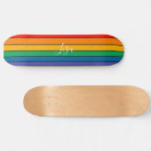 Rainbow Stripe Pride Vlag LGBTQ Monogram - Naam Persoonlijk Skateboard (Horizontaal)