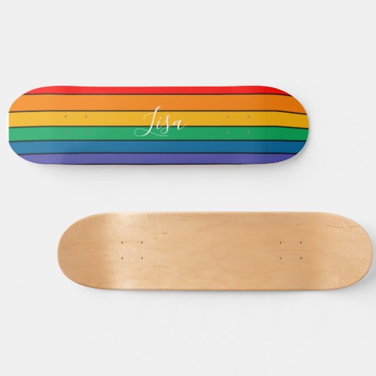 Rainbow Stripe Pride Vlag LGBTQ Monogram - Naam Persoonlijk Skateboard (Horizontaal)