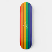Rainbow Stripe Pride Vlag LGBTQ Monogram - Naam Persoonlijk Skateboard (Voorkant)