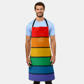 Rainbow Stripe Pride Vlag LGBTQ Monogram - Naam Schort (Gedragen)