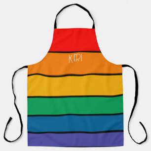 Rainbow Stripe Pride Vlag LGBTQ Monogram - Naam Schort
