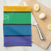 Rainbow Stripe Pride Vlag LGBTQ Monogram - Naam Theedoek (Quarter Fold)