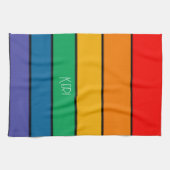 Rainbow Stripe Pride Vlag LGBTQ Monogram - Naam Theedoek (Horizontaal)