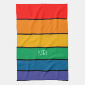 Rainbow Stripe Pride Vlag LGBTQ Monogram - Naam Theedoek (Verticaal)