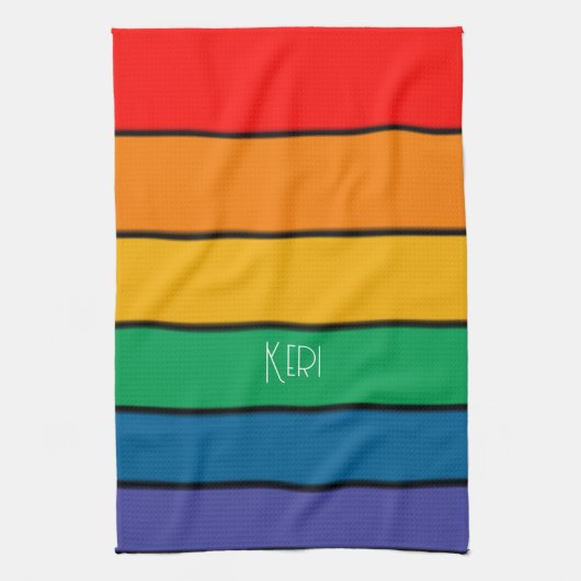 Rainbow Stripe Pride Vlag LGBTQ Monogram - Naam Theedoek (Verticaal)