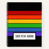 Rainbow Stripe Sketch Sketchbook Black Notitieboek (Voorkant)