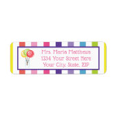 Rainbow Stripe Snoep Lollipop Fun Etiket (Voorkant)