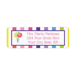 Rainbow Stripe Snoep Lollipop Fun Etiket