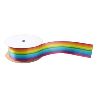 Rainbow Striped Bold Rainbowcore Decora Kei Satijnen Lint