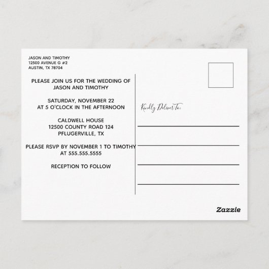 Rainbow Striped Couple Photo Wedding Invitation Briefkaart (Achterkant)