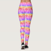 Rainbow Striped Crowded Dog Face Repeat Pattern Leggings (Achterkant)