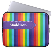Rainbow Striped Electronics Sleeve met naam