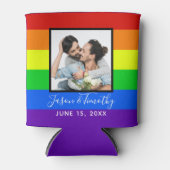 Rainbow Striped Foto Gay Pride LGBTQ Weddenschap Blikjeskoeler (Voorkant)