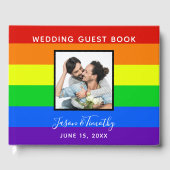 Rainbow Striped Foto Gay Pride LGBTQ Weddenschap Gastenboek (Voorkant)
