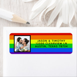 Rainbow Striped Foto LGBTQ Gay Pride Wedding Etiket