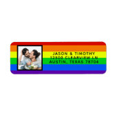 Rainbow Striped Foto LGBTQ Gay Pride Wedding Etiket (Voorkant)