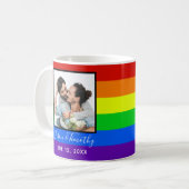 Rainbow Striped Foto LGBTQ Weddenschap Jubileum Koffiemok (Voorkant links)