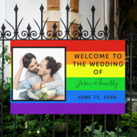 Rainbow Striped Foto LGBTQ Welkom bij ons huwelijk