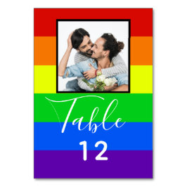 Rainbow Striped Gay Pride Couple Weduwfoto Kaart