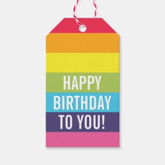 Rainbow Striped Gepersonaliseerde Gift Label Cadeaulabel (Voorkant)