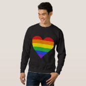 Rainbow Striped Heart Subtle LGBT Pride Month Gay Trui (Voorkant volledig)