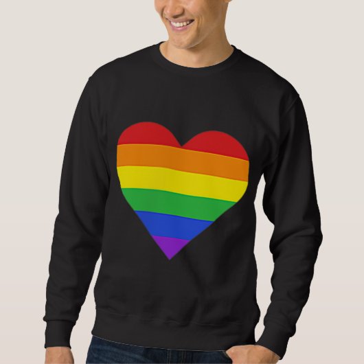 Rainbow Striped Heart Subtle LGBT Pride Month Gay Trui (Voorkant)
