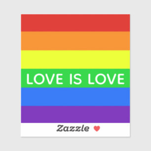 Rainbow Striped Love is Love Gay Pride LGBTQ Sticker