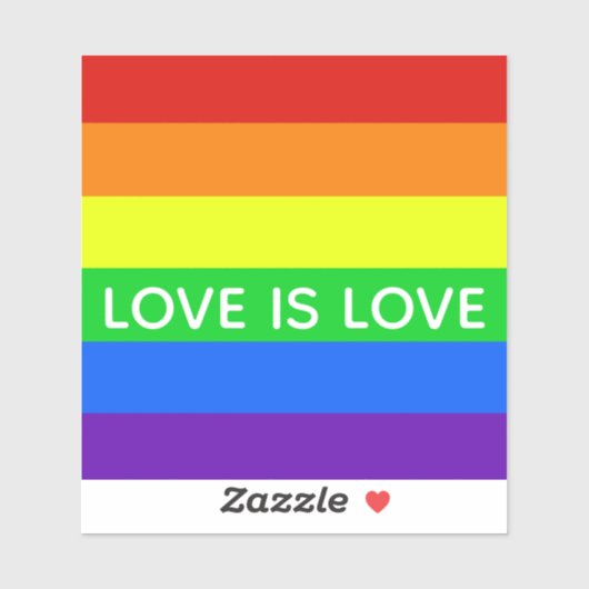 Rainbow Striped Love is Love Gay Pride LGBTQ Sticker (Vel)