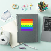 Rainbow Striped Love is Love Gay Pride LGBTQ Sticker (iPad Cover)
