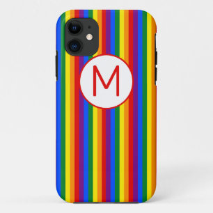 Rainbow Striped Monogrammed Case-Mate iPhone Case