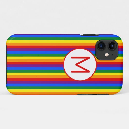 Rainbow Striped Monogrammed Case-Mate iPhone Case (Achterkant (horizontaal))