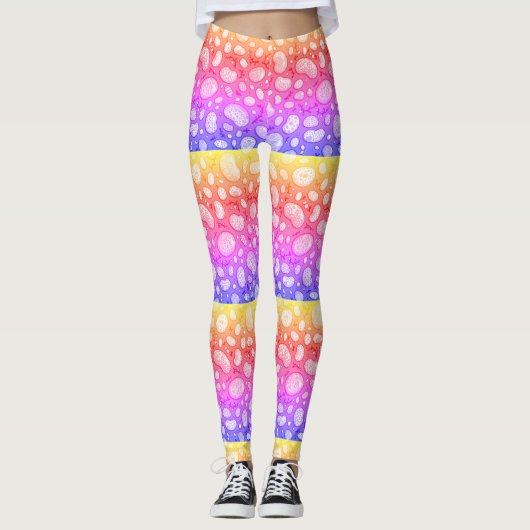Rainbow Striped Organic Pebble Dot Pattern Leggings (Voorkant)
