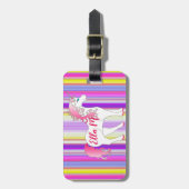 Rainbow Striped Personalized Unicorn Bagagelabel (Voorkant verticaal)