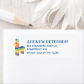 Rainbow Striped Pinata Return-adreslabels Etiket (Insitu)