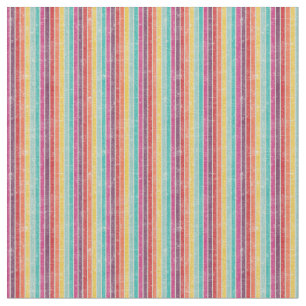 Rainbow Striped Retro Print Combed Cotton Stof
