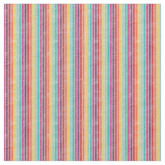 Rainbow Striped Retro Print Combed Cotton Stof (Close Up)