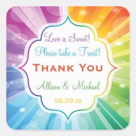 Rainbow Striped Sunburst Snoep Buffet Sticker