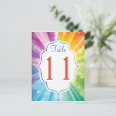 Rainbow Striped Sunburst Tafelnummer Briefkaart (Staand voorkant)