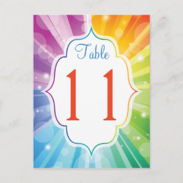 Rainbow Striped Sunburst Tafelnummer Briefkaart