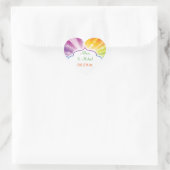 Rainbow Striped Sunburst Wedding Favor Sticker (Tas)