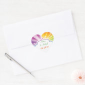 Rainbow Striped Sunburst Wedding Favor Sticker (Envelop)