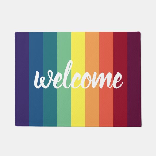 Rainbow Striped Welcome Mat (Voorkant)