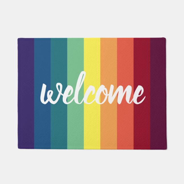 Rainbow Striped Welcome Mat (Voorkant)