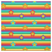 Rainbow Stripes and Hippie Flowers Pattern Stof (Swatch)